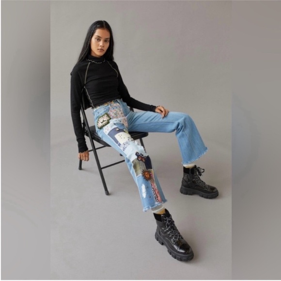 Urban Outfitters | BDG Patchwork Flare Jeans New 27 Waist Hippie Boho Bohemian - Picture 7 of 10